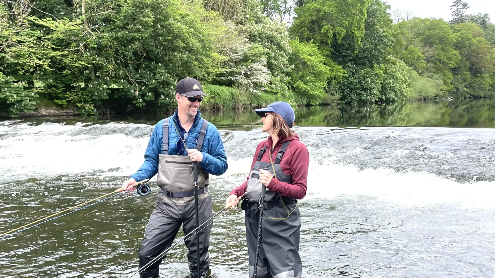 Guest landing trout on a Scottish beat near Edinburgh